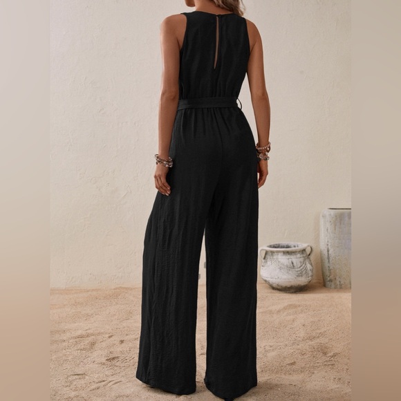 Casual Tied Surplice Sleeveless Wide Leg Jumpsuit - Picture 2 of 11